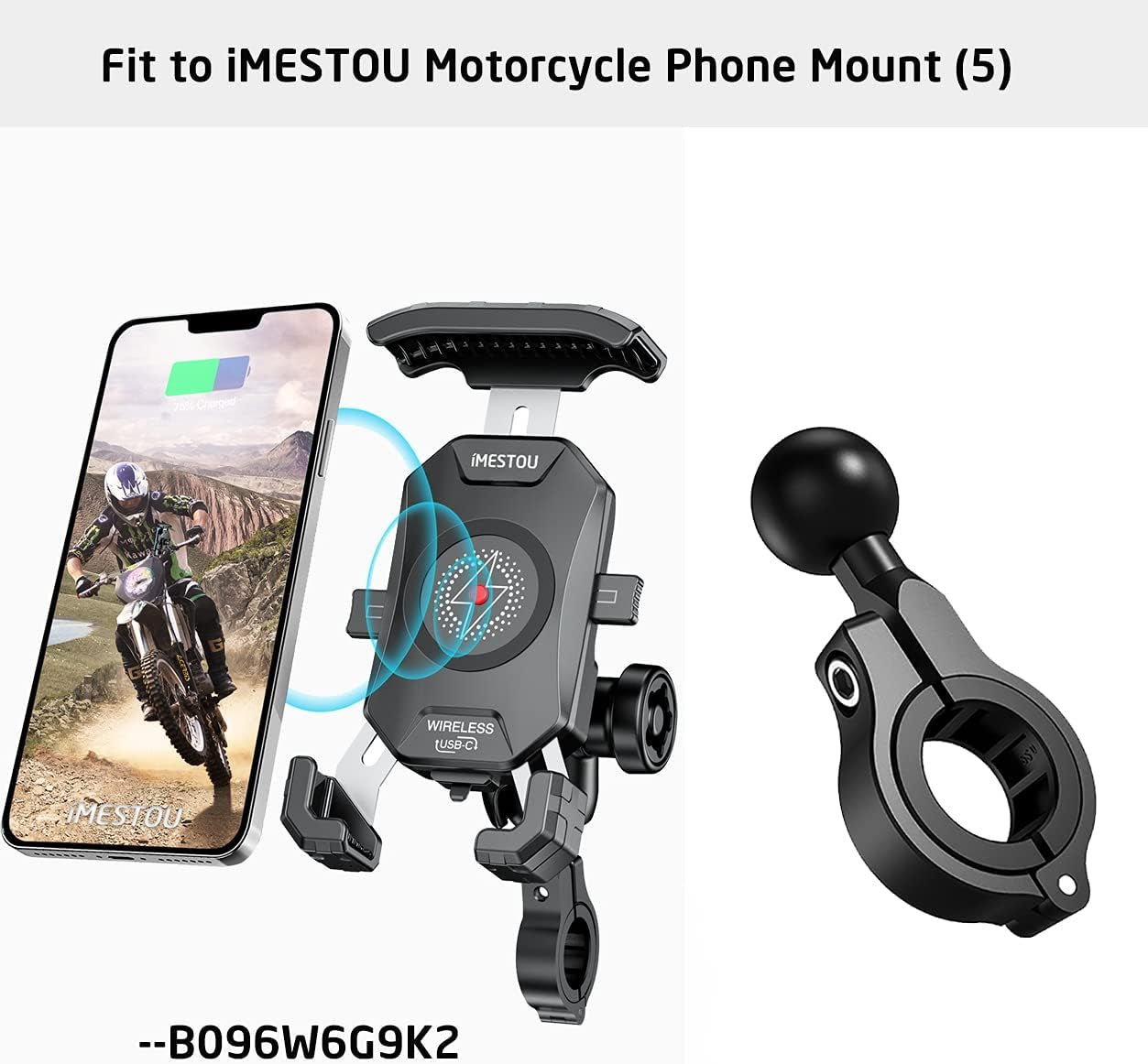 Aluminium 1" Ball Mount Adapter, Imesotu Ball Base Fits to Handlebar Diameter 0.86"-1"-1.26" or Rear-View Mirror Pole Compatible with Ram Phone Mounts with 1 Inch Ball Sockets